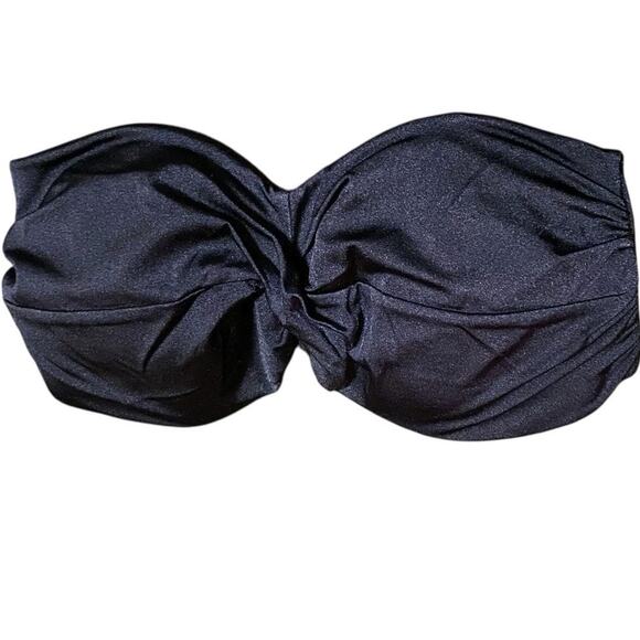 Victorias Secret Black Twist Bandeau Bikini Top 34DD Push Up Padded Solid Swim - Picture 6 of 8